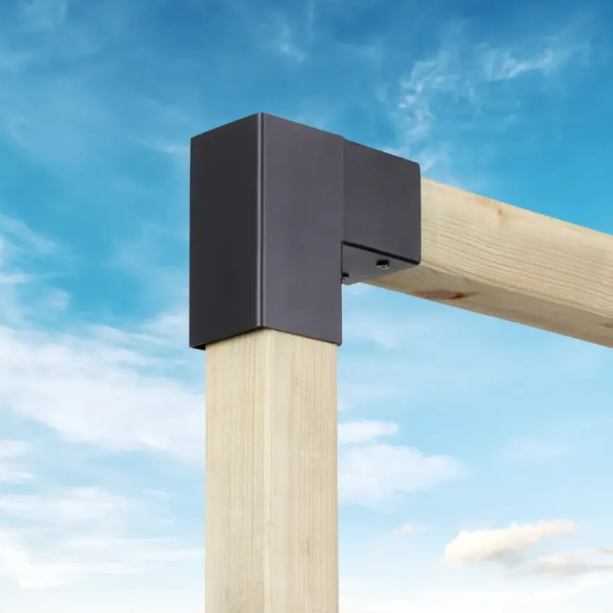 Paalverbinder voor pergola hoekstuk 2-kants 9x9 cm zwart