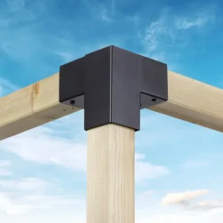Paalverbinder voor pergola hoekstuk 3-kants 7x7 cm zwart