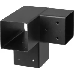 Paalverbinder voor pergola hoekstuk 3-kants 9x9 cm zwart