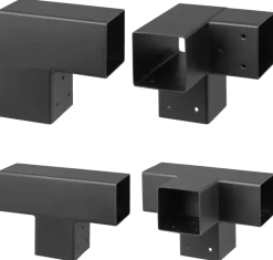 Paalverbinder voor pergola hoekstuk 3-kants 9x9 cm zwart