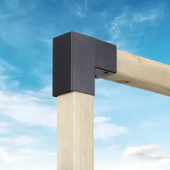 Paalverbinder voor pergola hoekstuk 2-kants 7x7 cm zwart