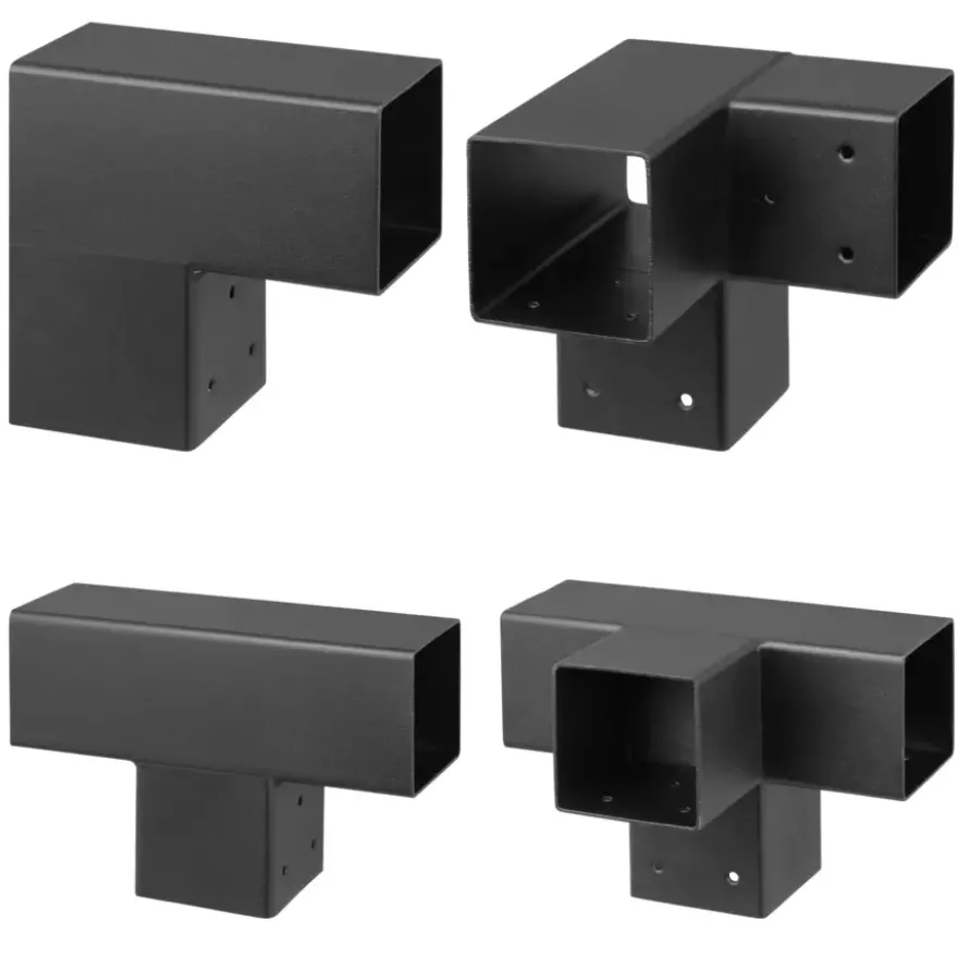 Paalverbinder voor pergola hoekstuk 2-kants 7x7 cm zwart