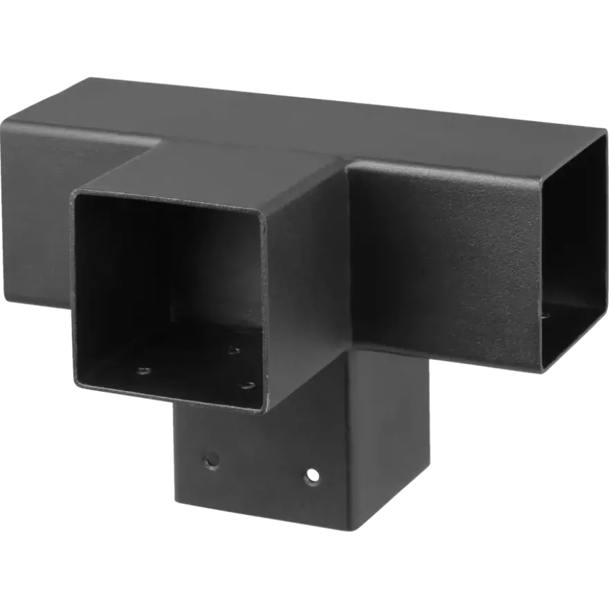 Paalverbinder voor pergola T-verbindingsstuk 4-kants 9x9 cm zwart