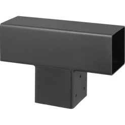 Paalverbinder voor pergola T-verbindingsstuk 3-kants 7x7 cm zwart