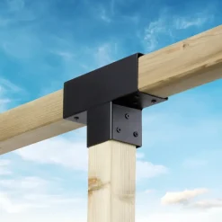Paalverbinder voor pergola T-verbindingsstuk 3-kants 7x7 cm zwart