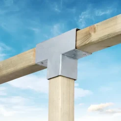 Paalverbinder voor pergola T-verbindingsstuk 3-kants 7x7 cm gegalvaniseerd