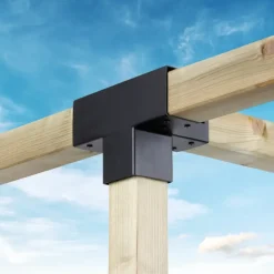 Paalverbinder voor pergola T-verbindingsstuk 4-kants 7x7 cm zwart