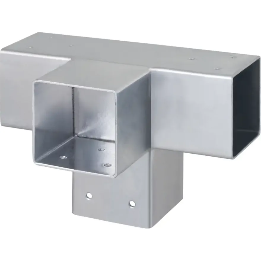Paalverbinder voor pergola T-verbindingsstuk 4-kants 9x9 cm gegalvaniseerd