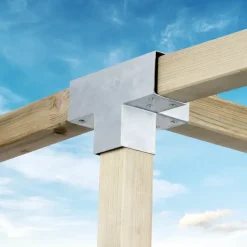Paalverbinder voor pergola T-verbindingsstuk 4-kants 9x9 cm gegalvaniseerd