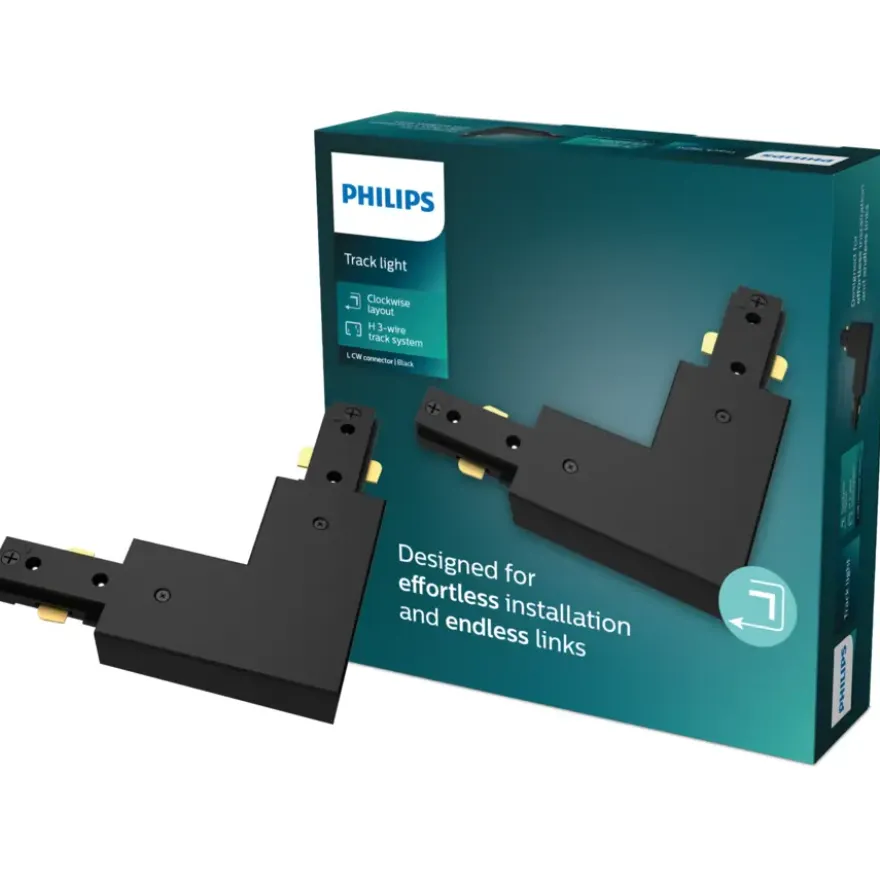 Philips EasyLink L-vormige connector rechtse hoek railverlichting zwart