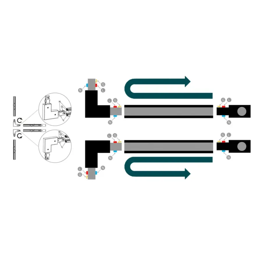 Philips EasyLink L-vormige connector linkse hoek railverlichting wit