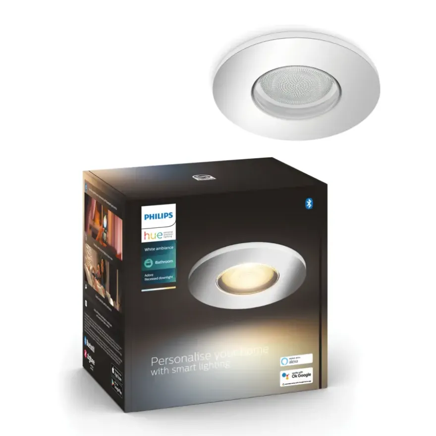 Philips Hue badkamerinbouwspot Adore chroom - warm tot koelwit licht 4.2W - 1 spot