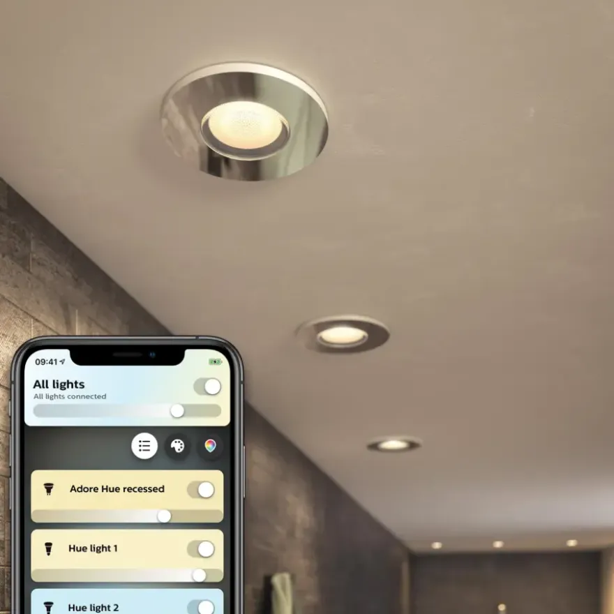 Philips Hue badkamerinbouwspot Adore chroom - warm tot koelwit licht 4.2W - 1 spot