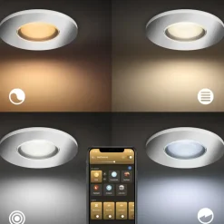 Philips Hue badkamerinbouwspot Xamento chroom - wit en gekleurd 6W - rond
