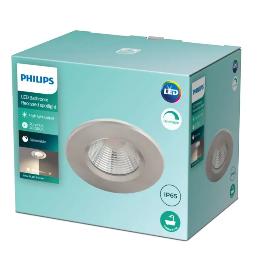 Philips inbouwspot Dive 5.5W 2700K nikkel