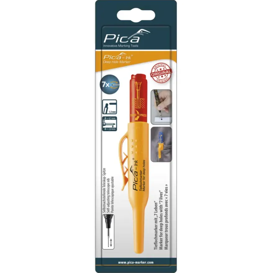 Pica 150/40 Markeerstift voor diepe gaten rood
