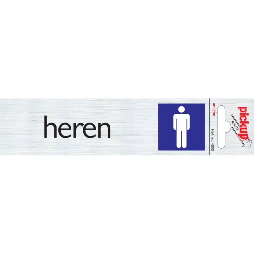 Pickup Alu deurbordje heren toilet 165x44 mm
