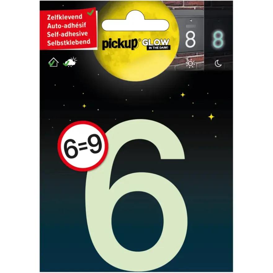 Pickup Glow in the dark Huisnummer 6=9 7,5 cm