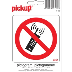 Pickup pictogram verbod voor mobiele telefoons 10x10 cm