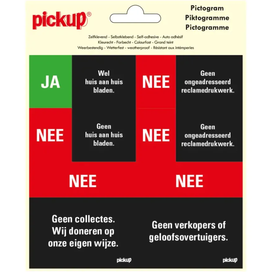 Pickup Pictogram Vinyl 15x15cm 4 op 1 JA/NEE