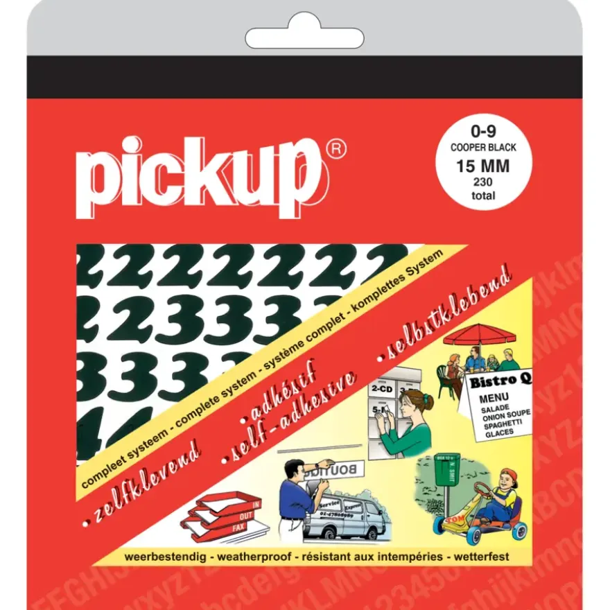 Pickup plakcijfers 0-9 zwart 15 mm