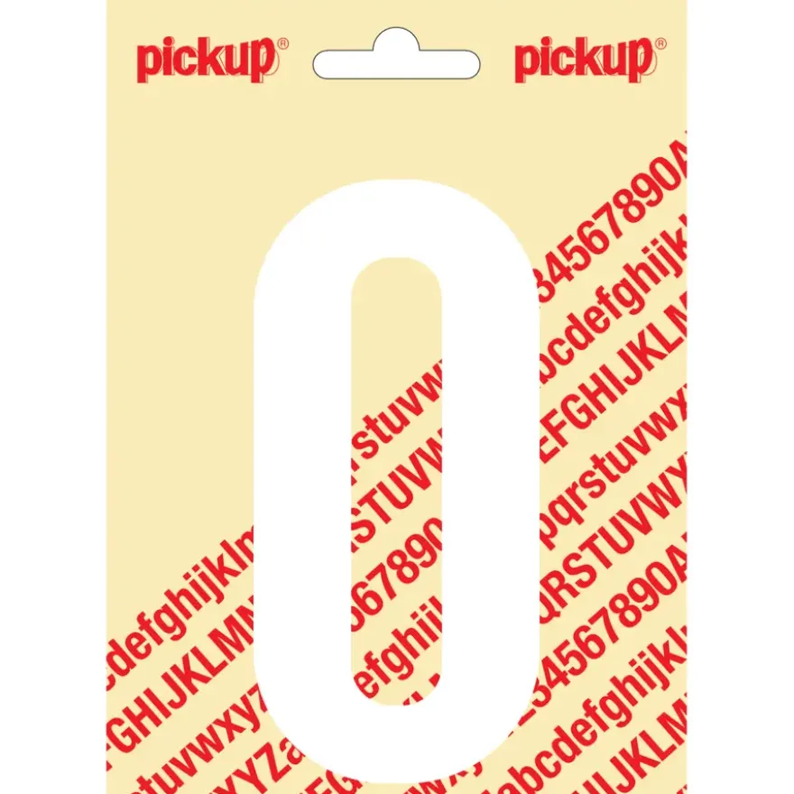 Pickup plakcijfer 0 wit mat 120 mm
