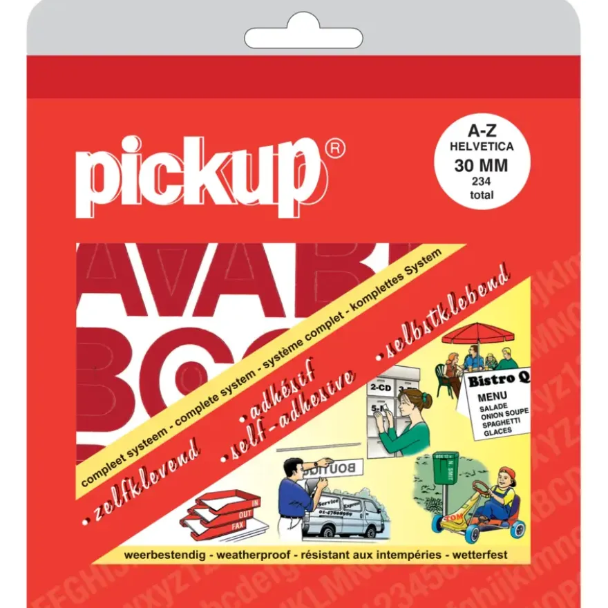 Pickup plakletter A-Z rood 30 mm