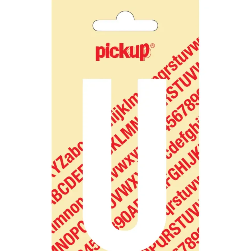 Pickup plakletter U wit mat 90 mm