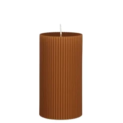 Pilaar kaars donker bruin - h13xd7cm