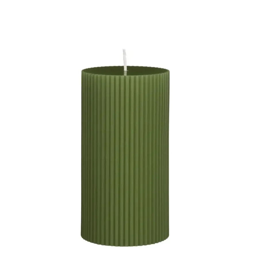 Pilaar kaars donker groen - h13xd7cm