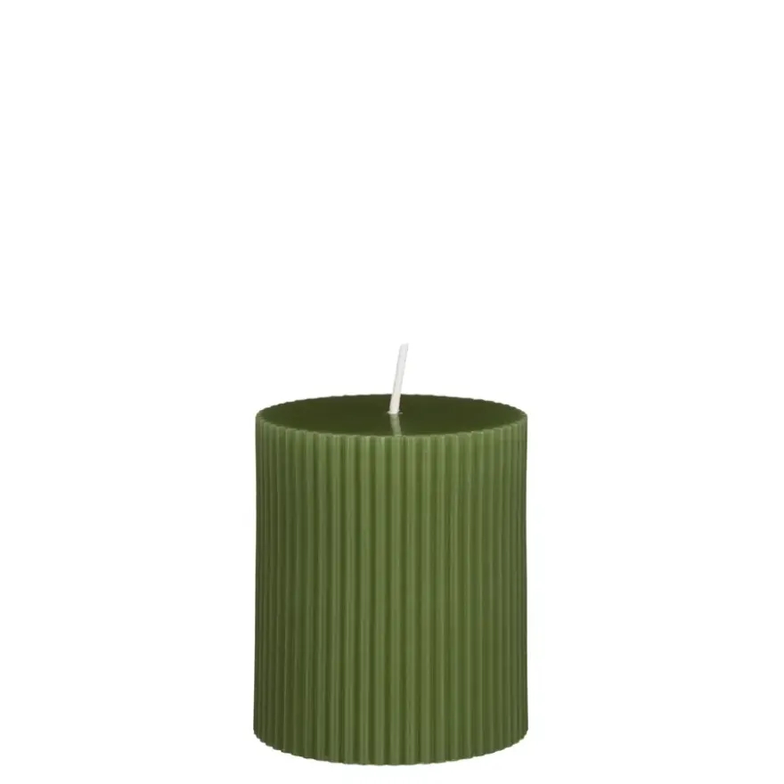 Pilaar kaars donker groen - h8xd7cm
