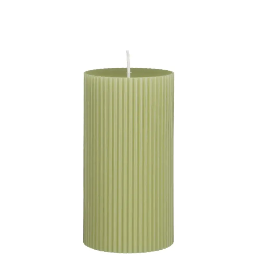 Pilaar kaars licht groen - h13xd7cm