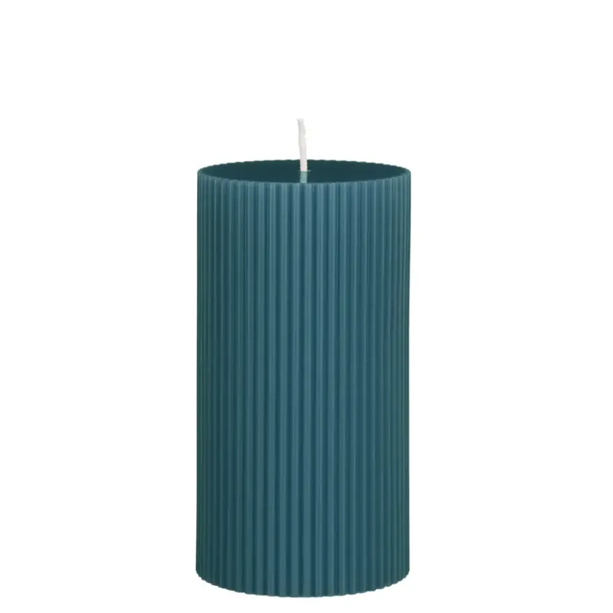 Pilaar kaars paraffine blauw - h13xd7cm