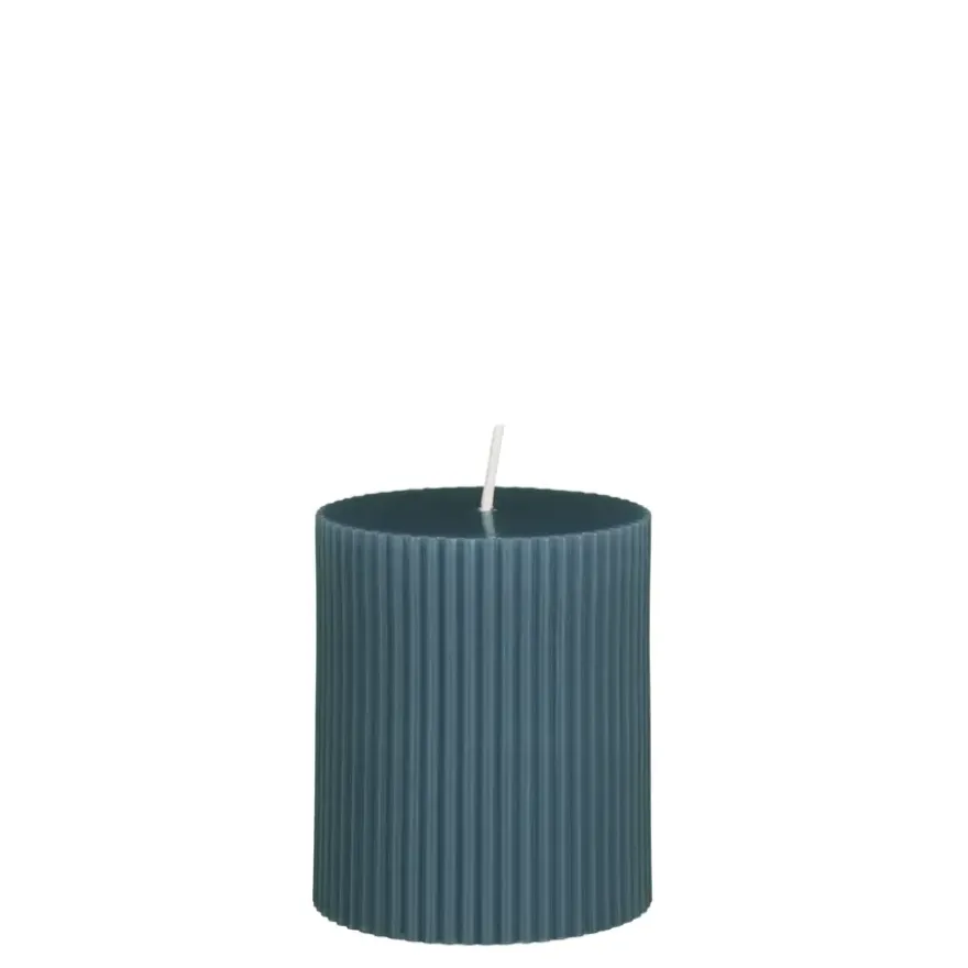 Pilaar kaars paraffine blauw - h8xd7cm