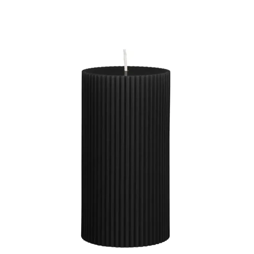 Pilaar kaars paraffine zwart - h13xd7cm