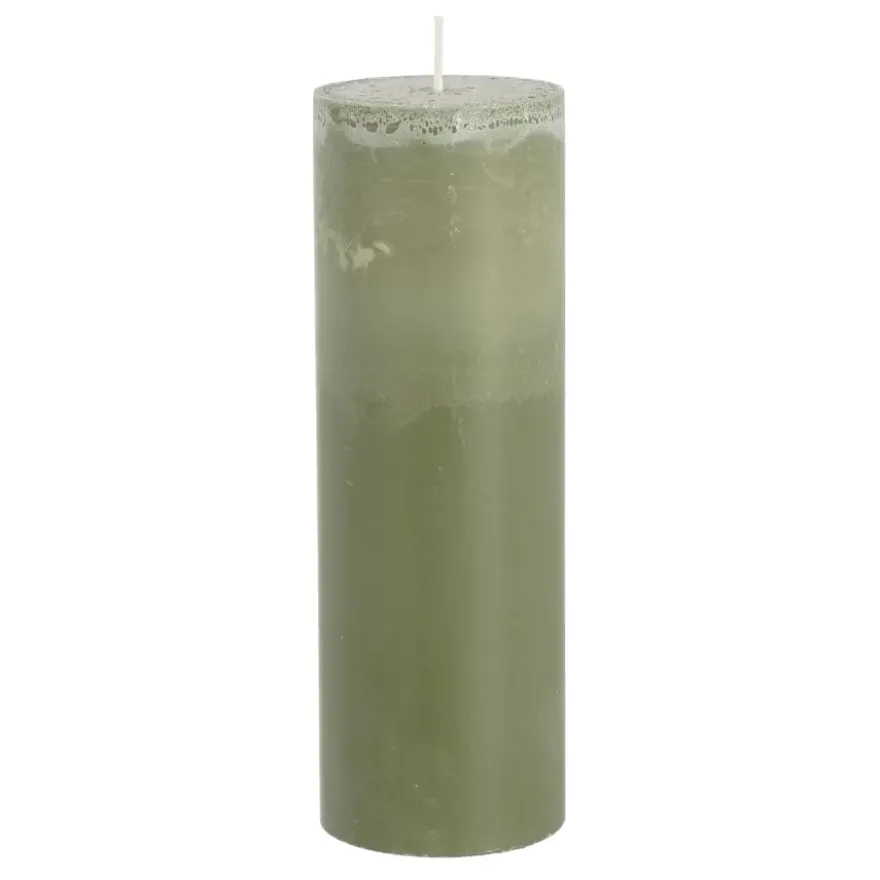 Pilaar kaars stearine donkergroen - h20xd6,8cm