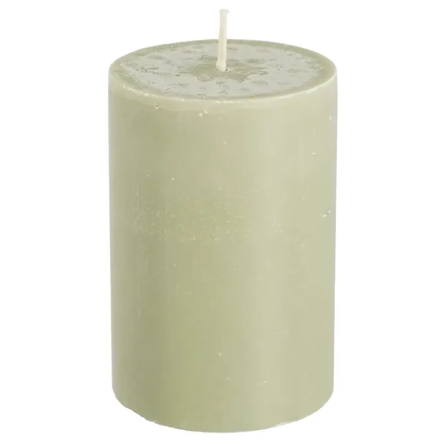 Pilaar kaars stearine lichtgroen - h10xd6,8cm