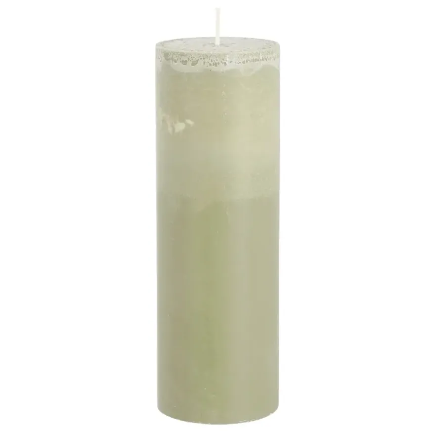 Pilaar kaars stearine lichtgroen - h20xd6,8cm