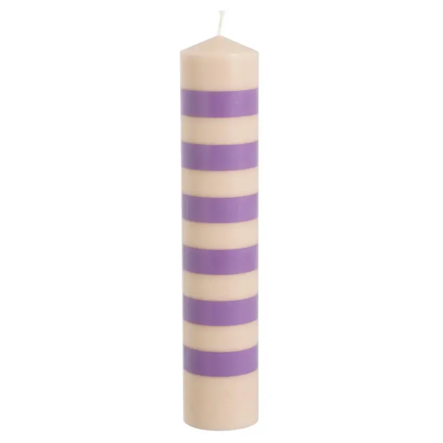 Pilaar kaars stearine licht roze lila - h25xd5cm
