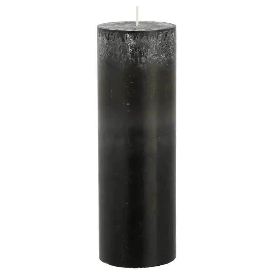 Pilaar kaars stearine zwart- h20xd6,8cm