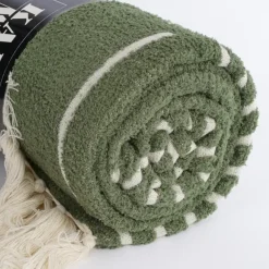 Plaid streep d.groen - l180xb130cm