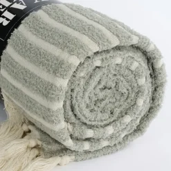 Plaid streep l.groen - l180xb130cm