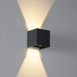 QAZQA wandlamp Edwin 2-lichts 6W zwart aluminium
