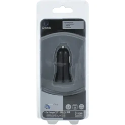 Q-Link Autolader 12V met 2 USB-A zwart