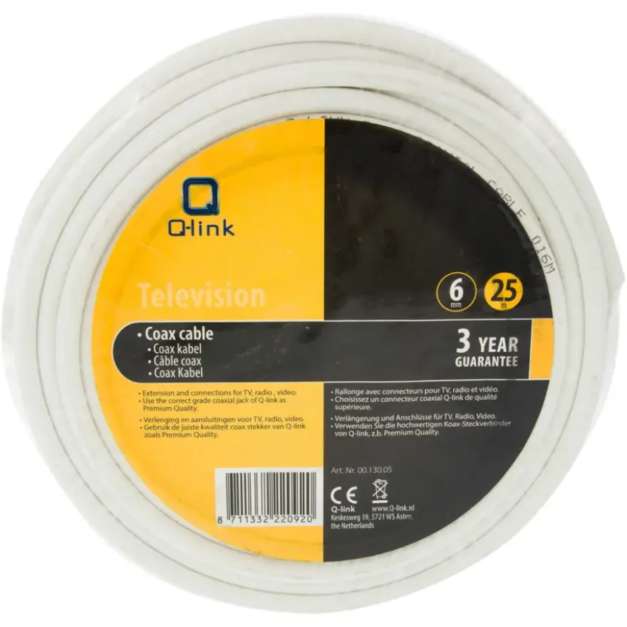 Q-Link coax kabel RG59 25 meter wit