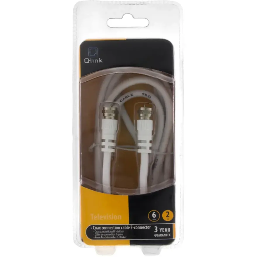 Q-Link coax kabel RG59 met F-connector 2 meter wit