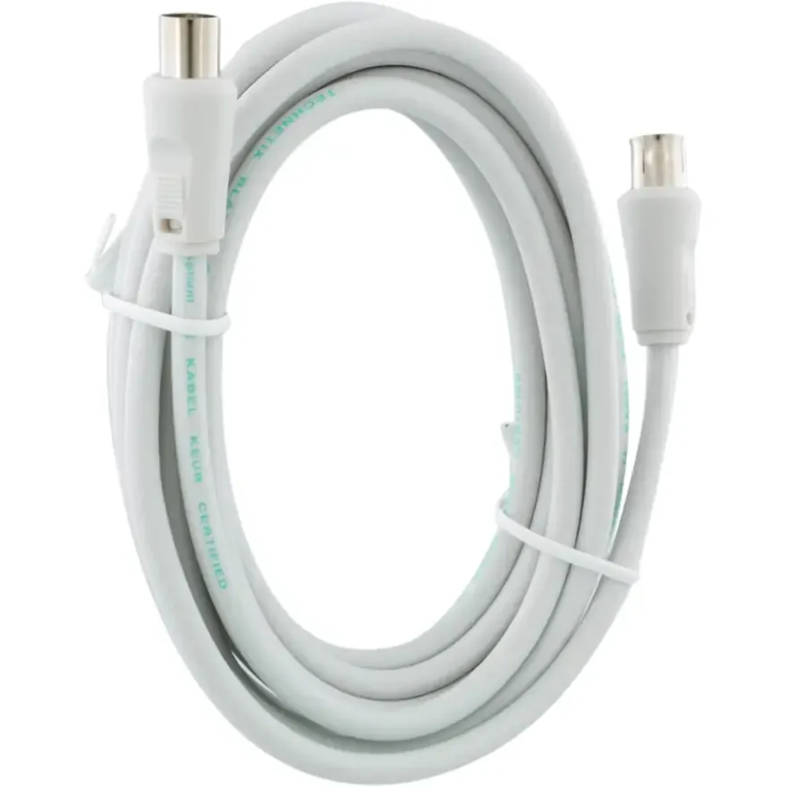 Q-Link coax kabel stekker recht 3 meter wit kabelkeur