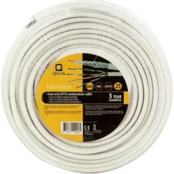 Q-Link coax/utp kabel RG6 25 meter wit