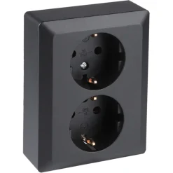 Q-Link Inbouw Dubbel Geaard Stopcontact Zwart