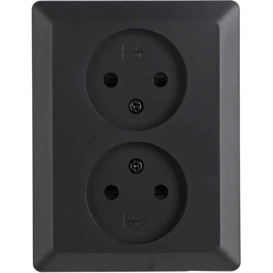 Q-Link Inbouw Dubbel Stopcontact Zwart